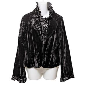 KALI Silk Velour Ruffle Collar Jacket M